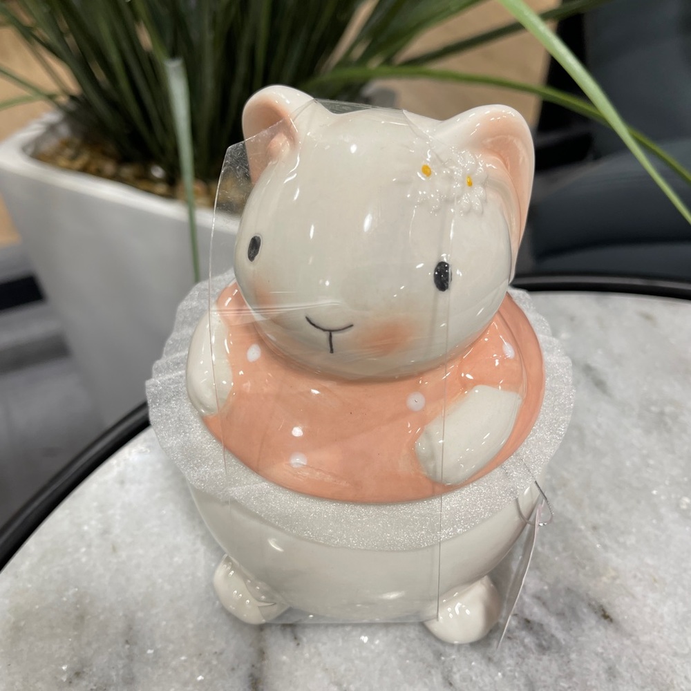 Pink Easter Bunny Spring Ceramic Sugar Pot Jar 10 Strawberry Street NWT
